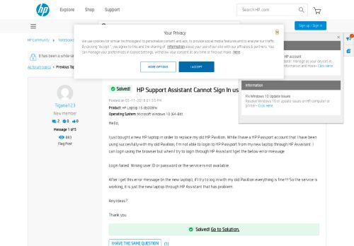 
                            8. Solved: HP Support Assistant Cannot Sign In using HP Passport - HP ...