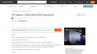 
                            4. [SOLVED] HP Switch 1920-24G-POE Password - Networking - Spiceworks ...