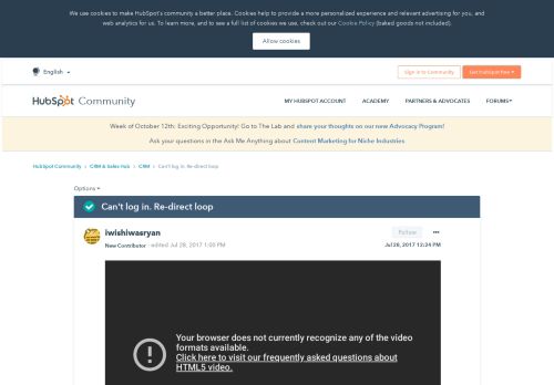 
                            8. Solved: HubSpot Community - Can't log in. Re-direct loop - HubSpot ...