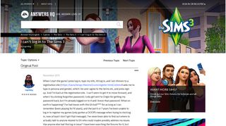 
                            2. Solved: I can't log in to The Sims 3 - Answer HQ