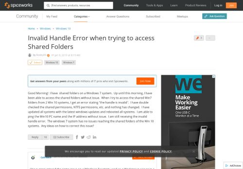 
                            11. [SOLVED] Invalid Handle Error when trying to access Shared Folders ...