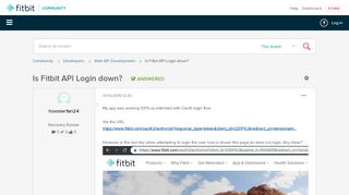 
                            8. Solved: Is Fitbit API Login down? - Fitbit Community