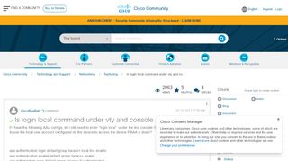 
                            6. Solved: Is login local command under vty and co... - Cisco Community