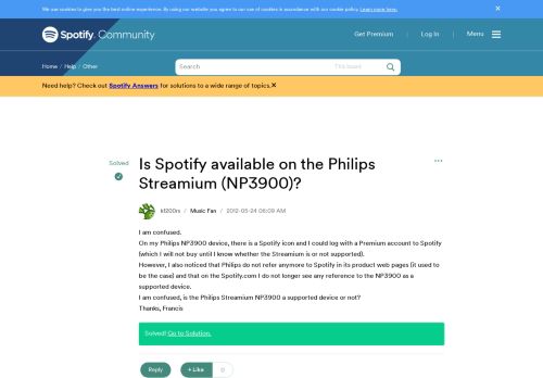 
                            12. Solved: Is Spotify available on the Philips Streamium (NP3 ...