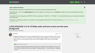 
                            9. [SOLVED] [KDE 5.9/ M 17] Make ssdm and lock-screen use the same ...