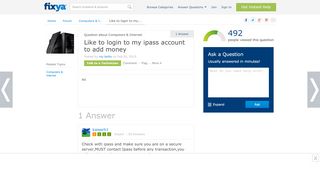 
                            8. SOLVED: Like to login to my ipass account to add money - Fixya