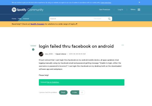 
                            12. Solved: login failed thru facebook on android - The Spotify Community