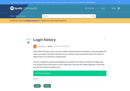 
                            2. Solved: Login history - The Spotify Community