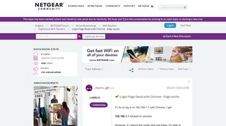 
                            13. Solved: Login Page Dead with Chrome - Edge works - NETGEAR Communities
