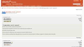 
                            2. [SOLVED] Login problem - Live CD ! - password? - Ubuntu Forums