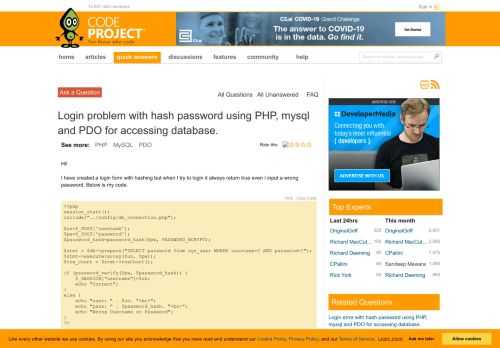 
                            9. [Solved] Login problem with hash password using PHP, mysql and PDO ...
