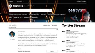 
                            1. Solved: Mass Effect 3 Can't Connect to EA severs - Answer HQ