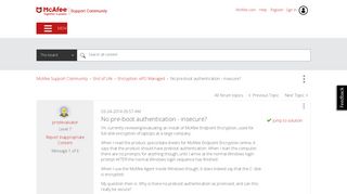 
                            5. Solved: McAfee Support Community - No pre-boot authentication ...