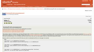 
                            1. [SOLVED] Mounting NFS with username/password - Ubuntu Forums