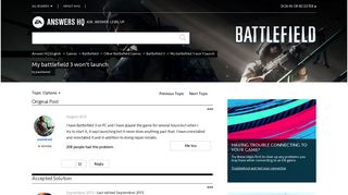 
                            9. Solved: My battlefield 3 won't launch - Answer HQ - EA Answers HQ