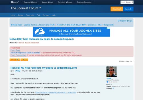 
                            12. [solved] My host redirects my pages to sedoparking.com - Joomla ...