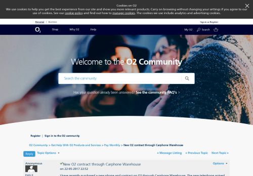 
                            12. Solved: New O2 contract through Carphone Warehouse - O2 Community