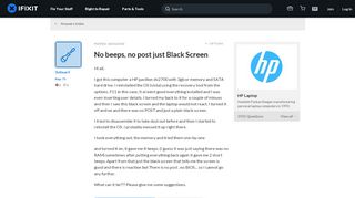 
                            11. SOLVED: No beeps, no post just Black Screen - HP Laptop - iFixit