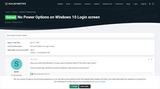 
                            5. Solved - No Power Options on Windows 10 Login screen | MalwareTips ...