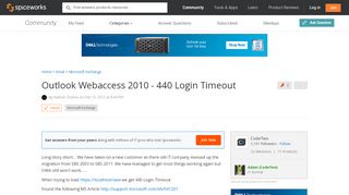 [SOLVED] Outlook Webaccess 2010 - 440 Login Timeout - Spiceworks ...