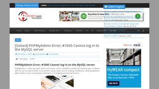
                            12. [Solved] PHPMyAdmin Error; #1045 Cannot log in to the MySQL server