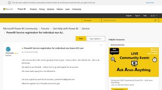 
                            6. Solved: PowerBI Service registration for individual non Az ...