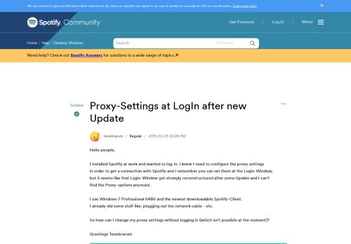 
                            13. Solved: Proxy-Settings at LogIn after new Update - The Spotify ...