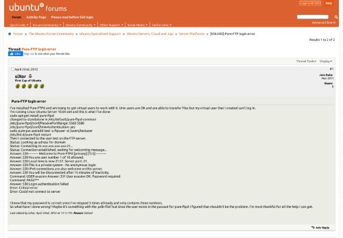 
                            8. [SOLVED] Pure-FTP login error - Ubuntu Forums