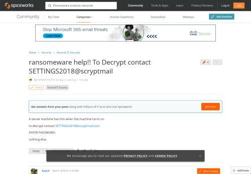 
                            4. [SOLVED] ransomeware help!! To Decrypt contact SETTINGS2018 ...