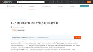 
                            6. [SOLVED] RDP Broken (Internal error has occurred) - Windows Server ...