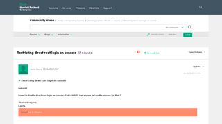 
                            11. Solved: Restricting direct root login on console - Hewlett Packard ...