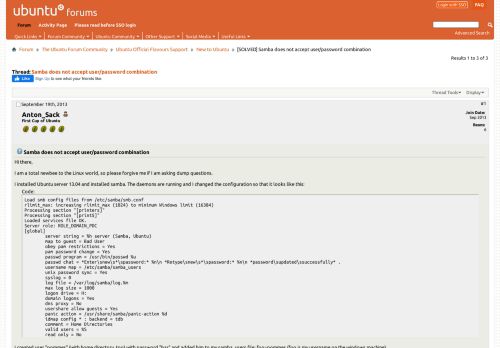 
                            13. [SOLVED] Samba does not accept user/password combination - Ubuntu ...