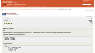 
                            1. [SOLVED] Samba user can't login - Ubuntu Forums