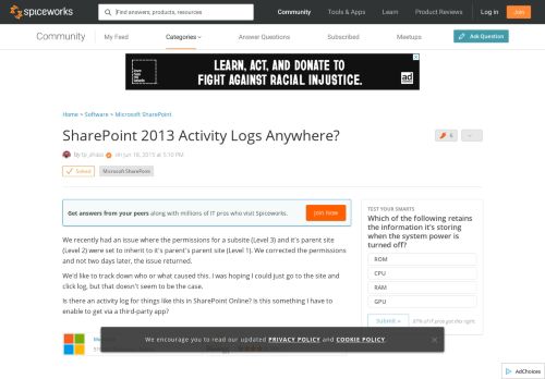 
                            12. [SOLVED] SharePoint 2013 Activity Logs Anywhere? - Spiceworks ...