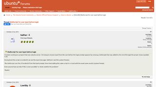 
                            9. [SOLVED] Shellscript for user input before login - Ubuntu Forums