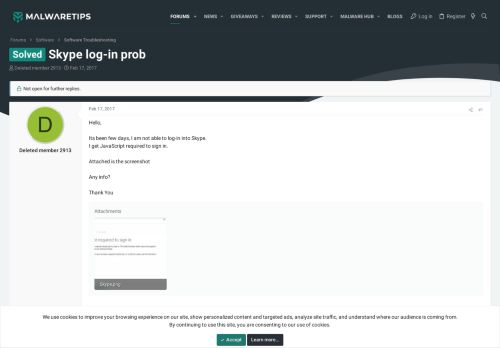 
                            4. Solved - Skype log-in prob | MalwareTips Community