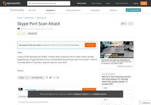 
                            11. [SOLVED] Skype Port Scan Attack - WatchGuard - Spiceworks Community