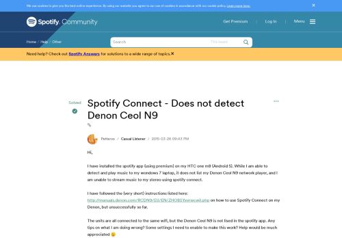 
                            9. Solved: Spotify Connect - Does not detect Denon Ceol N9 - The ...