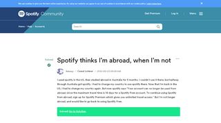 
                            6. Solved: Spotify thinks I'm abroad, when I'm not - The Spotify ...