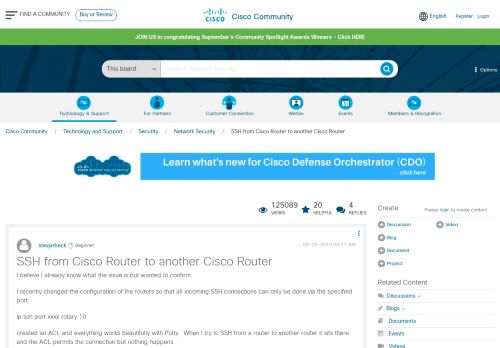 
                            3. Solved: SSH from Cisco Router to another Cisco ... - Cisco ...