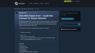 
                            3. [SOLVED] Steam Error - Could Not Connect To Steam Network :: Help ...