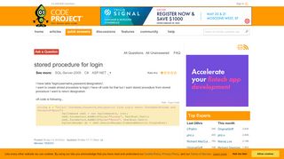 
                            8. [Solved] stored procedure for login - CodeProject