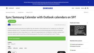 
                            2. Solved: Sync Samsung Calendar with Outlook calendars on S9 ...