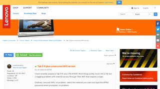
                            13. Solved: Tab 3 8 plus unsecured WiFi access - Lenovo Community ...