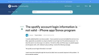 
                            4. Solved: The spotify account login information is not valid ...