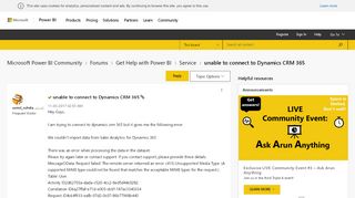 
                            13. Solved: unable to connect to Dynamics CRM 365 - Microsoft Power BI ...