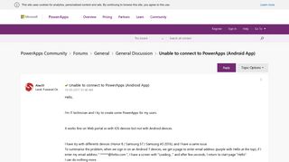 
                            6. Solved: Unable to connect to PowerApps (Android App) - Power ...