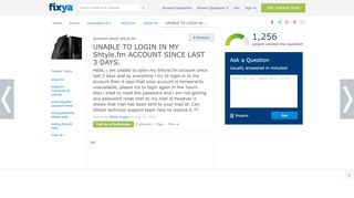 
                            11. SOLVED: UNABLE TO LOGIN IN MY Shtyle.fm ACCOUNT SINCE LAST - Fixya