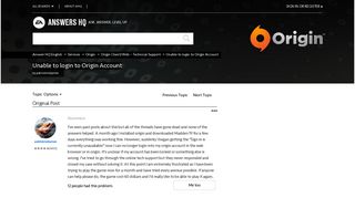
                            3. Solved: Unable to login to Origin Account - Answer HQ - EA Answers HQ