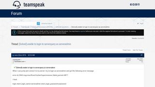 
                            3. [Solved] unable to login to serverquery as serveradmin - TeamSpeak